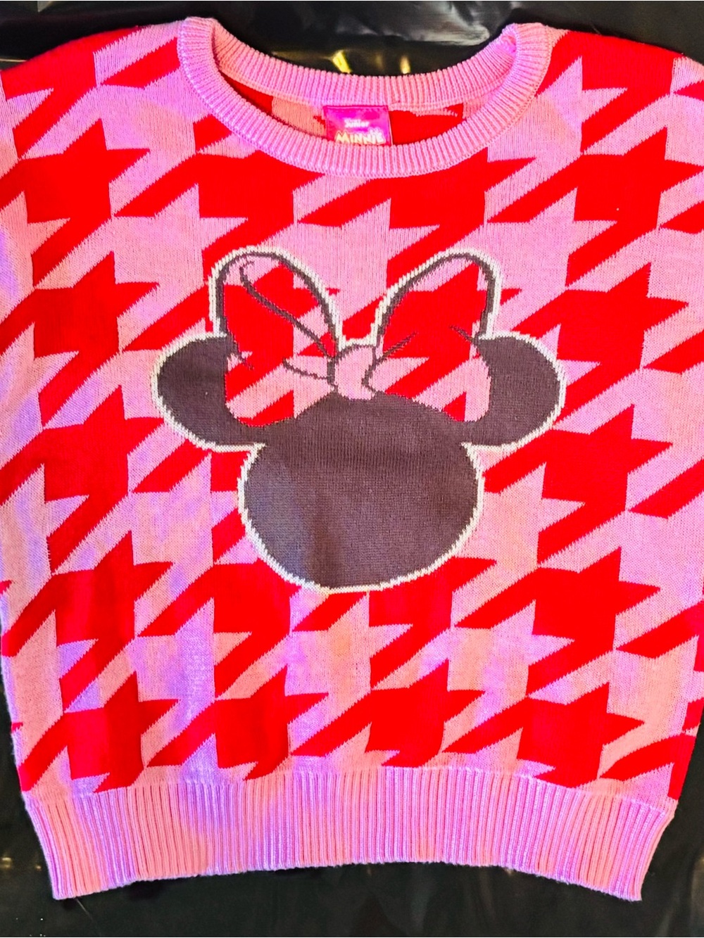 Disney Minnie Pink and Red Knit Crewneck